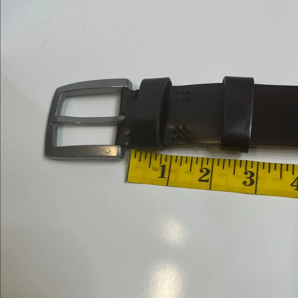 Brown Leather Belt with Silver Buckle